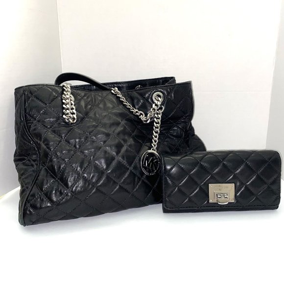 MICHAEL KORS Quilted Tote Bag with Wallet - Picture 1 of 11